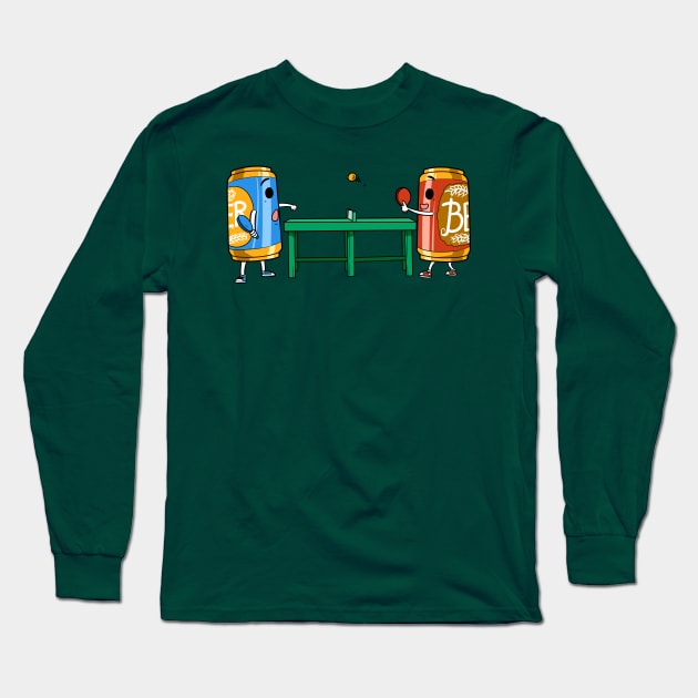 Beer Pong | Table Tennis, Beer Cans & Alcohol Long Sleeve T-Shirt by OliRosenberg